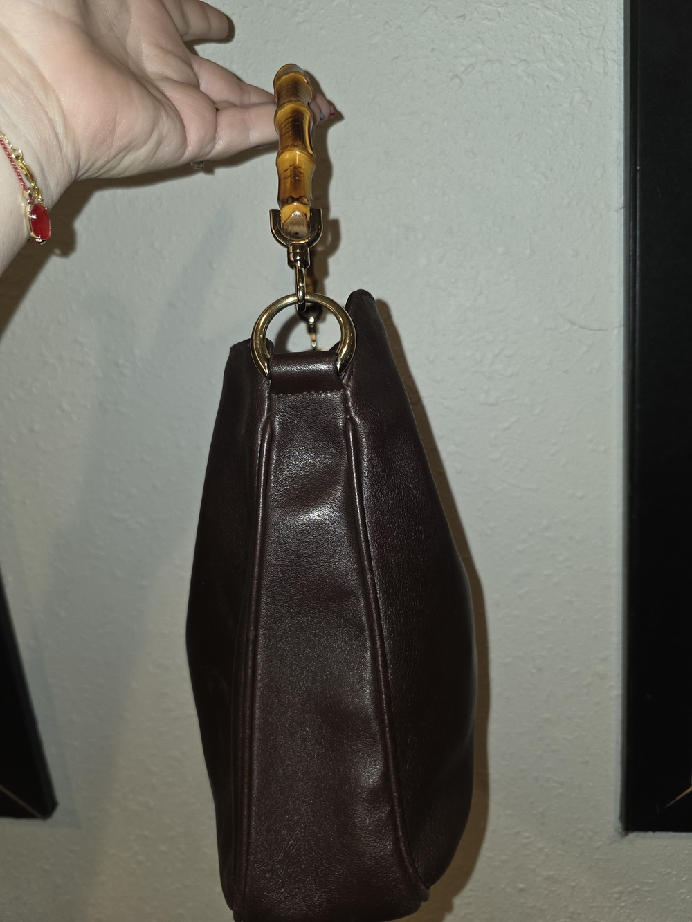 Gucci Dark Brown Leather Shoulder Bag with Bamboo Handle - Picture 3 of 14